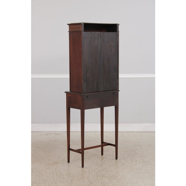 Antique Edwardian 2 Drawer Inlaid Mahogany Curio Cabinet For Sale - Image 16 of 16