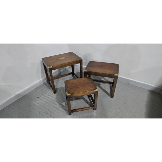 1920s Campaign Mahogany Nesting Tables, 1920s, Set of 3 For Sale - Image 5 of 9