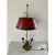 Brass Mid 20th Century French Provincial Brass Three-Arm Horn Bouillotte Lamp With Red Tole Shade For Sale - Image 8 of 10