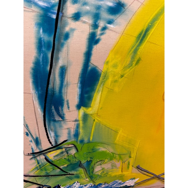 1980s Pair of Oversized Jack Compton Colorful Abstract Mixed Media Paintings on Canvas 60x46" For Sale - Image 16 of 17