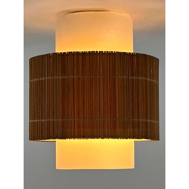 1960s Mid-Century Modern Flush Mount in Aluminum, Glass, and Wood, Germany, 1960s For Sale - Image 5 of 18