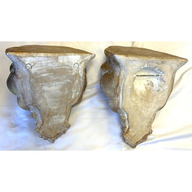 Mid Century Italian Plaster Shell Form Wall Brackets- A Pair For Sale - Image 13 of 17