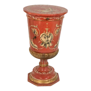 Whimsical Painted Urn-Shaped Cabinet With Single Drawer Over Single Door Italian, Circa 1900