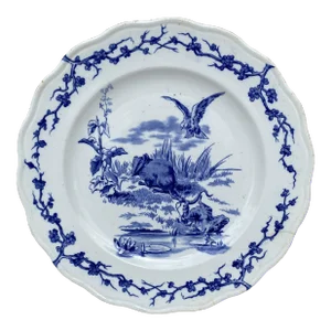 English Blue & White Plate Eagle & Frog Brown Westhead and Moore, Circa 1890