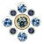 Graphic Floral Blue & White Wall Plate Curation - Group of 9 For Sale