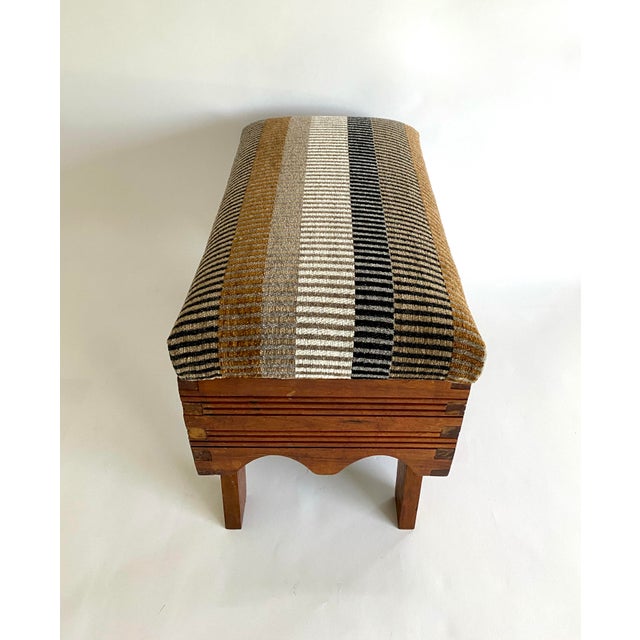 American Arts & Crafts Upholstered Foot Stool Bench For Sale - Image 3 of 9