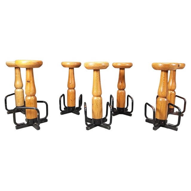 Mid-Century Brutalist Bar Stools, 1960s, Set of 7 For Sale - Image 11 of 11