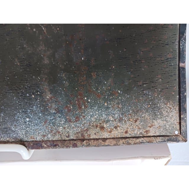 Metal Authentic Vintage "Flying Farmer's Hogs" Enamel on Steel Sign For Sale - Image 7 of 7