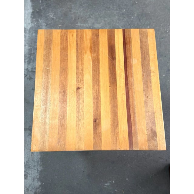 Brown Vintage Butcher Block Top Side Table For Sale - Image 8 of 13
