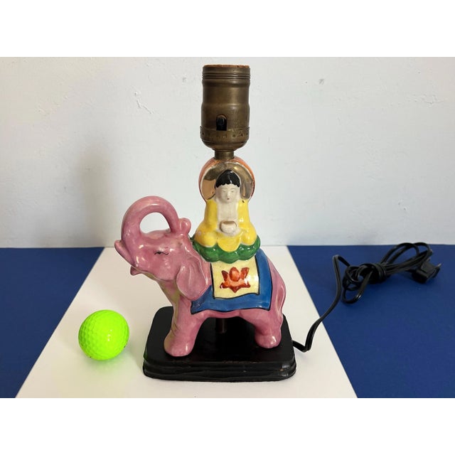 Porcelain Elephant Lamp & Shade, C1940 For Sale - Image 10 of 18