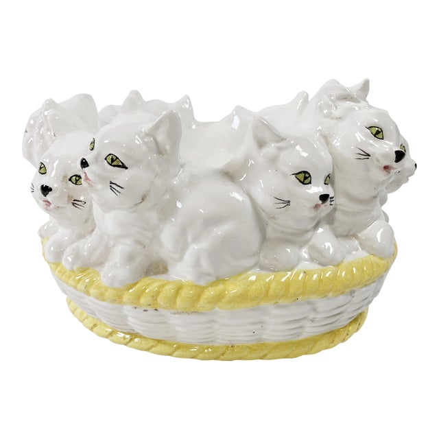 Vintage Italian Ceramic Ring of Kittens Bowl For Sale