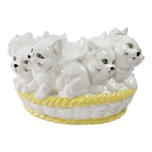 Vintage Italian Ceramic Ring of Kittens Bowl