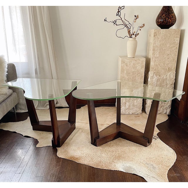 Paul Laszlo Custom Glass and Wood Side Tables Set of 2 Chairish
