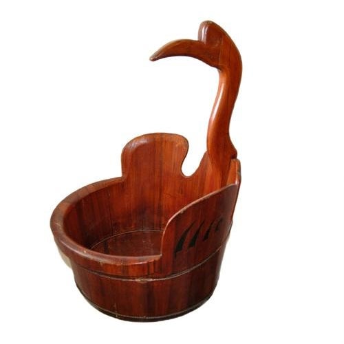 Late 19th Century Buddhist Asian Bird Effigy Wood Bucket Tub Basin Japanese Crane Late 19th Century For Sale - Image 5 of 9