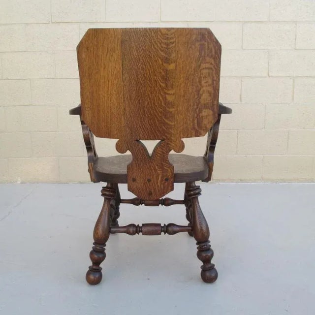 Brown English Antique Pub Armchair For Sale - Image 8 of 8