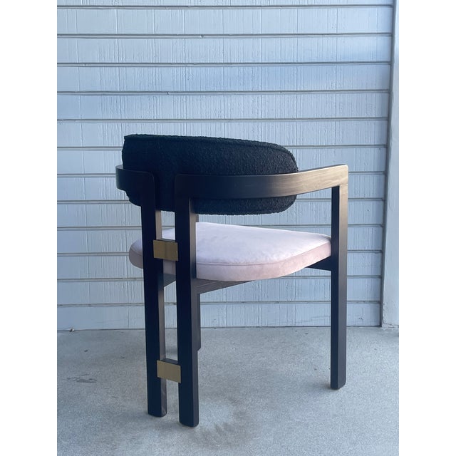 New Set of 8 Black and Mauve Armchairs, Dining Chairs For Sale - Image 11 of 13