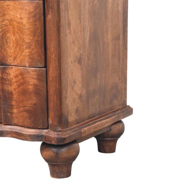 Brown Roasted Almond Mango Wood Bedside Table With Open Shelf For Sale - Image 8 of 8