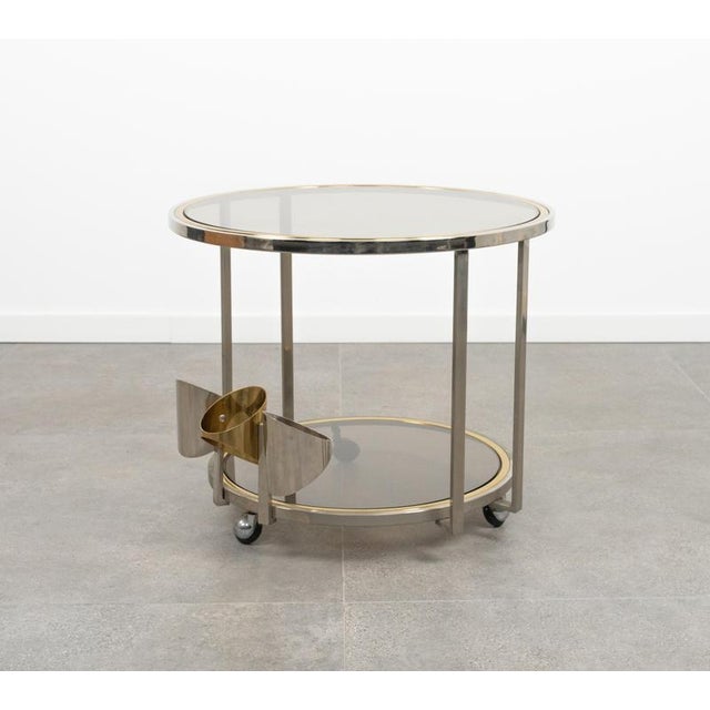 Mid-Century Serving Cart in Brass, Chrome and Glass, Italy, 1970s For Sale - Image 11 of 18