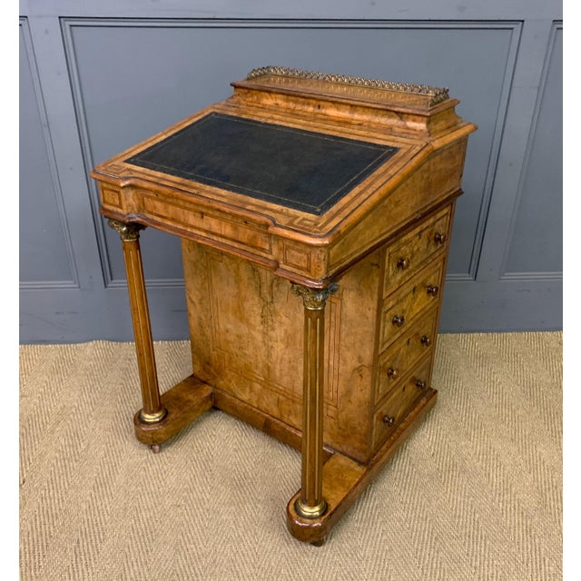 Victorian Inlaid Burr Walnut Davenport Desk, 1865 For Sale - Image 6 of 18