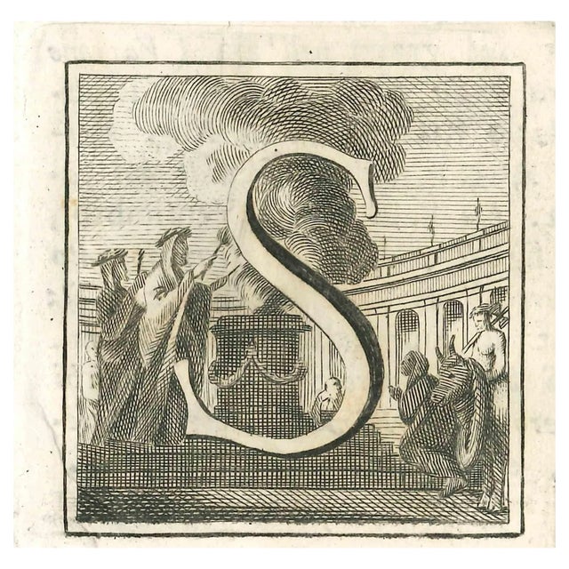 Various Artists, Letter of the Alphabet S, Original Etching, 18th Century For Sale
