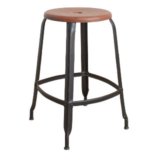 Vintage French Industrial Nicolle Style Stool, 1950s For Sale