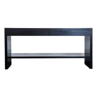 Two Drawer Wood Credenza With Shelf For Sale