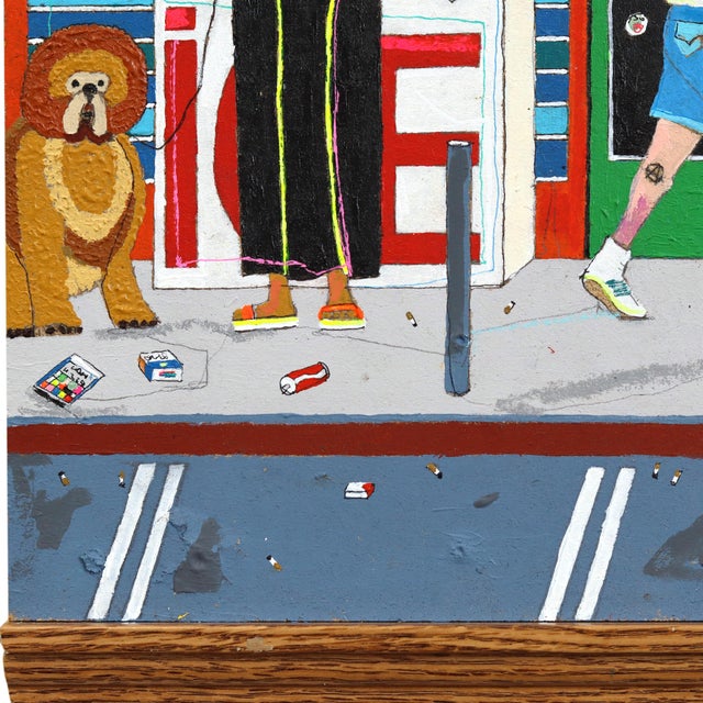 The Pavement #5 - Original Urban Pop Art Mixed Media Artwork on Wood by Fabio Coruzzi For Sale - Image 4 of 7