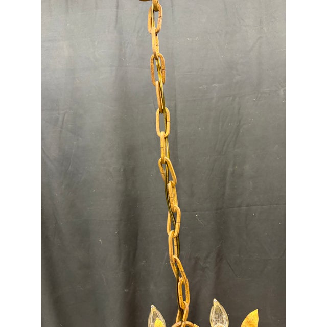 Antique French Chandelier With Gold Leaves and Branches in Old Gilding For Sale - Image 13 of 14