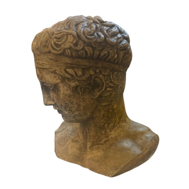Vintage Weathered Hellenistic Style Head on Chest For Sale - Image 4 of 5