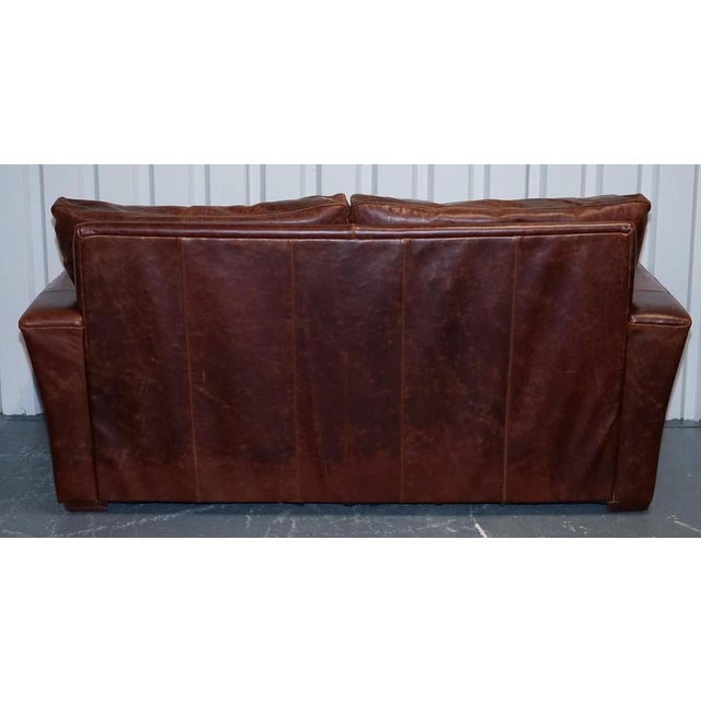 Vintage Brown Leather 2-to-3-Seater Sofa For Sale - Image 12 of 17