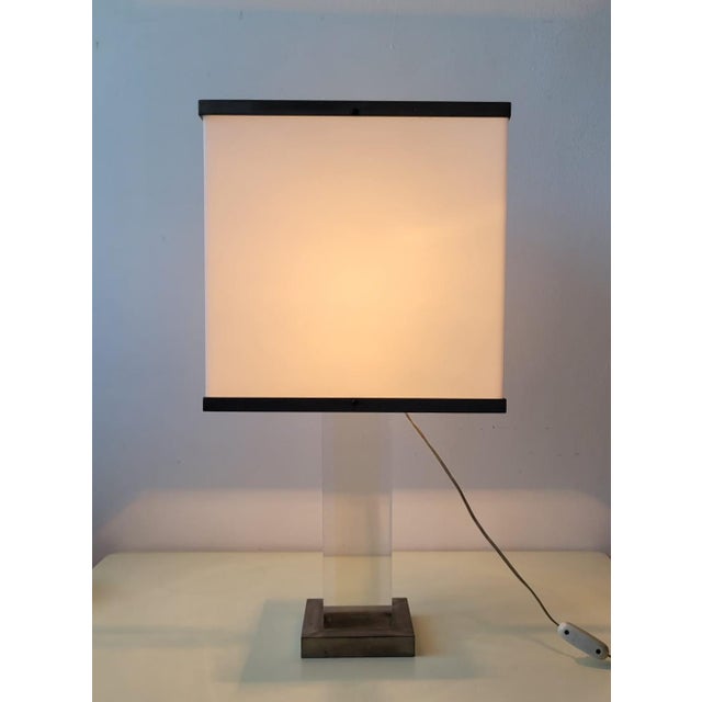 Acrylic Glass and Metal Table Lamp, Italy, 1970s For Sale - Image 15 of 18