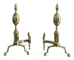 American Brass Double Lemon Top Andirons