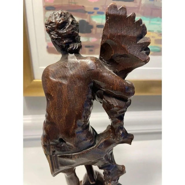 18th Century Hand-Carved Italian Carved Wood Figurines (Circa 1760) - A Pair For Sale - Image 4 of 8