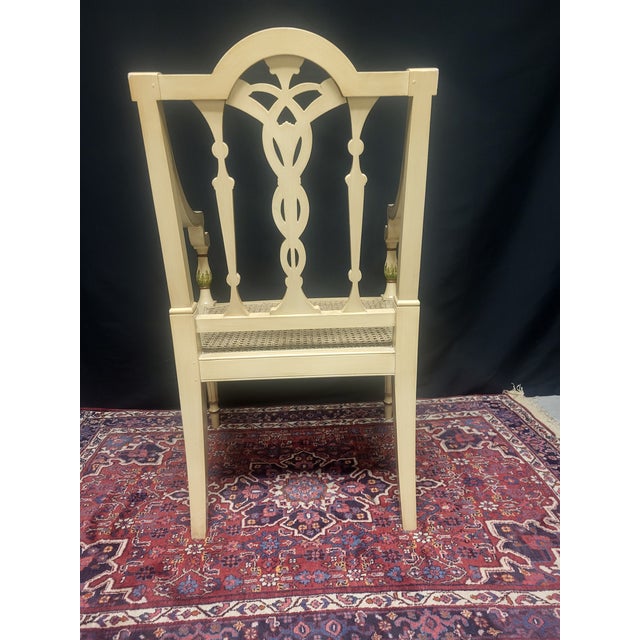Late 20th Century Hand-Painted Caned Armchairs – Pair For Sale - Image 5 of 17