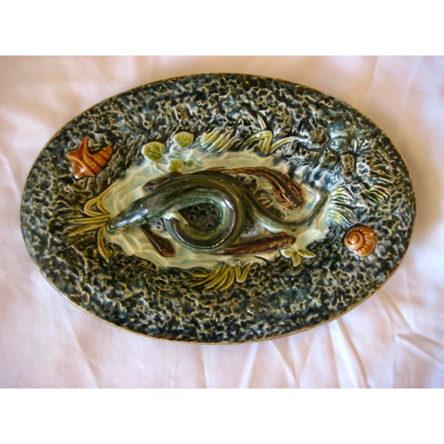 Ceramic Late 19th Century French Palissy Majolica Wall Fish Plater For Sale - Image 7 of 9