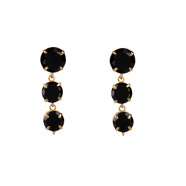 Contemporary Isabella Earrings (Black) (Pierced French Clip) For Sale - Image 3 of 4