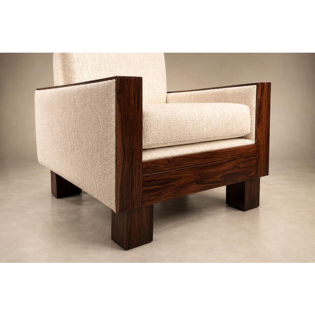 Mid-Century Modern Brazilian Modern Armchairs in Rosewood & Textured Bouclé-Weave Upholstery by Celina, 1960s For Sale - Image 3 of 18