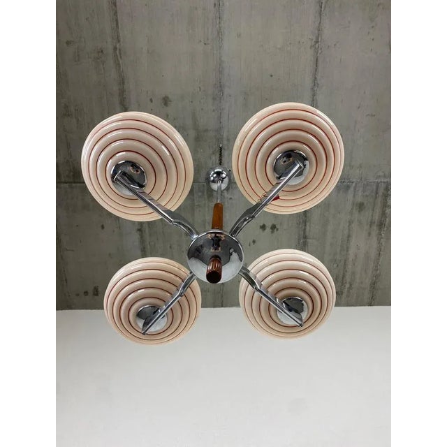 Art Deco Pink Chandelier, 1930s For Sale - Image 4 of 11