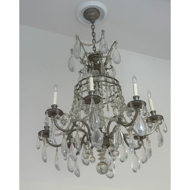 Baroque Antique 1900s Crystal Chandelier For Sale - Image 3 of 5