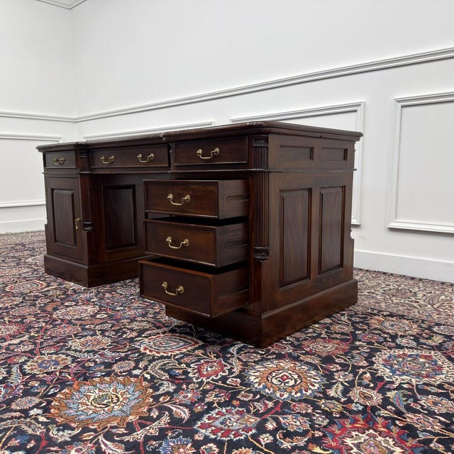 English Desk with Black Leather For Sale - Image 13 of 18