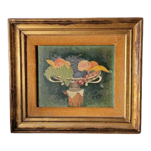 19th C Early Still Life Oil Painting in Original Frame