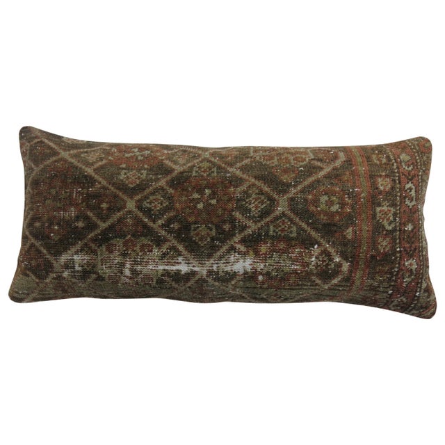 Rare bolster size pillow made from an early 20th century Persian Malayer rug. 12'' x 27''