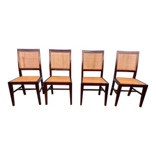 Set of 4 Crate & Barrel Cane Back and Seat Side Chairs For Sale
