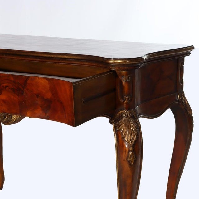 Early 20th Century Italian Louis XV Style Olivewood & Carved Mahogany Server With Gilt Highlights For Sale - Image 10 of 18