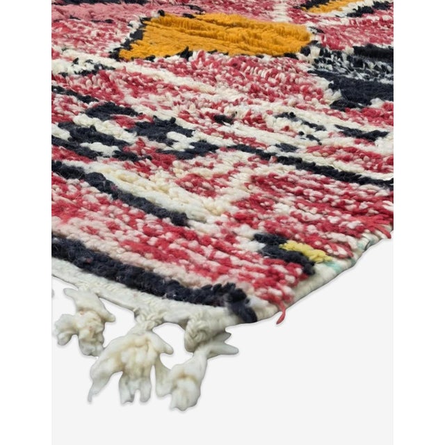 Boujad Rug | Handwoven Berber Wool Rug with Burgundy Field and Diamond Motifs This striking Boujad rug features a deep...