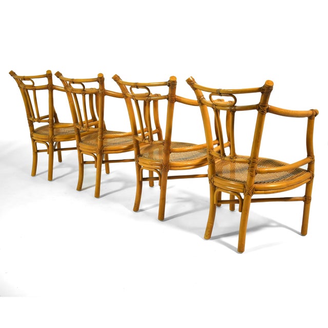 1970s McGuire Set of Four Armchairs For Sale - Image 5 of 12