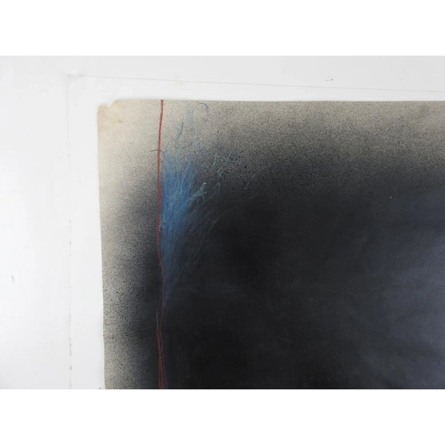 Mid-Century Modern Red Line Black Shadow Abstract Mixed Media Painting For Sale - Image 3 of 4