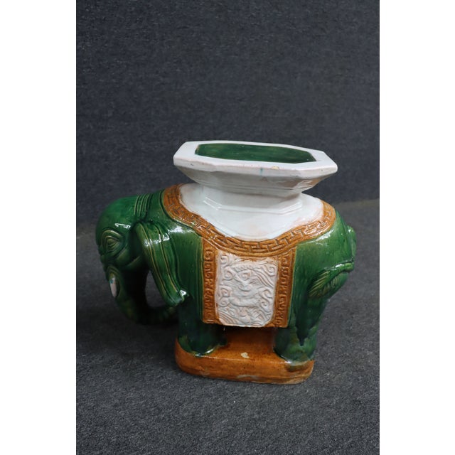 Chinese Green Glazed Ceramic Elephant Garden Stool For Sale - Image 10 of 10