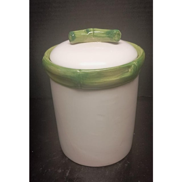 Italian Vintage Italian Lidded Canister With Bamboo Design For Sale - Image 3 of 9