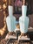 This is a GORGEOUS and pair of midcentury Murano glass lamps with cast metal and marble bases and the most beautiful blue...